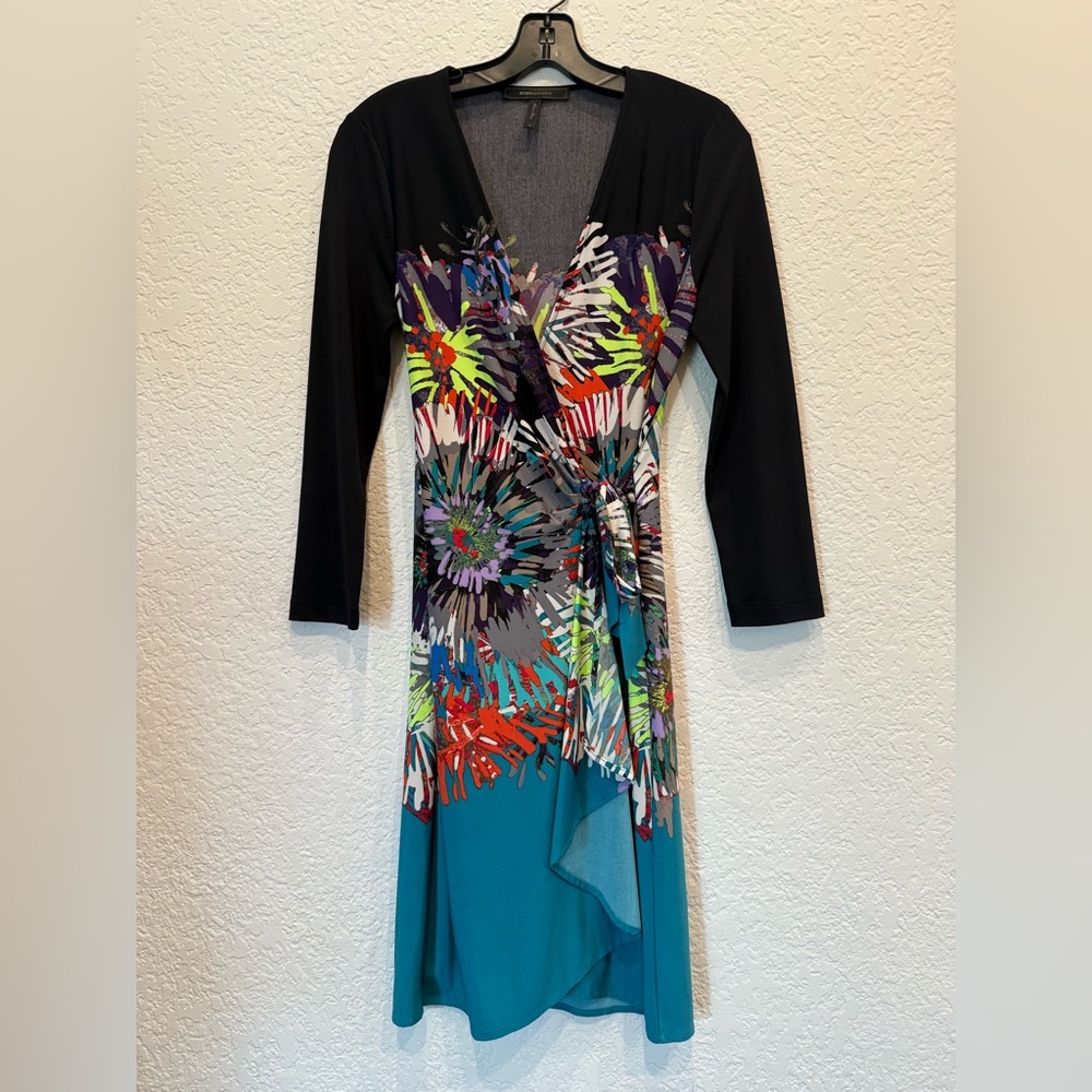 BCBGMaxAzria Asymmetrical Floral Wrap Cocktail Dress